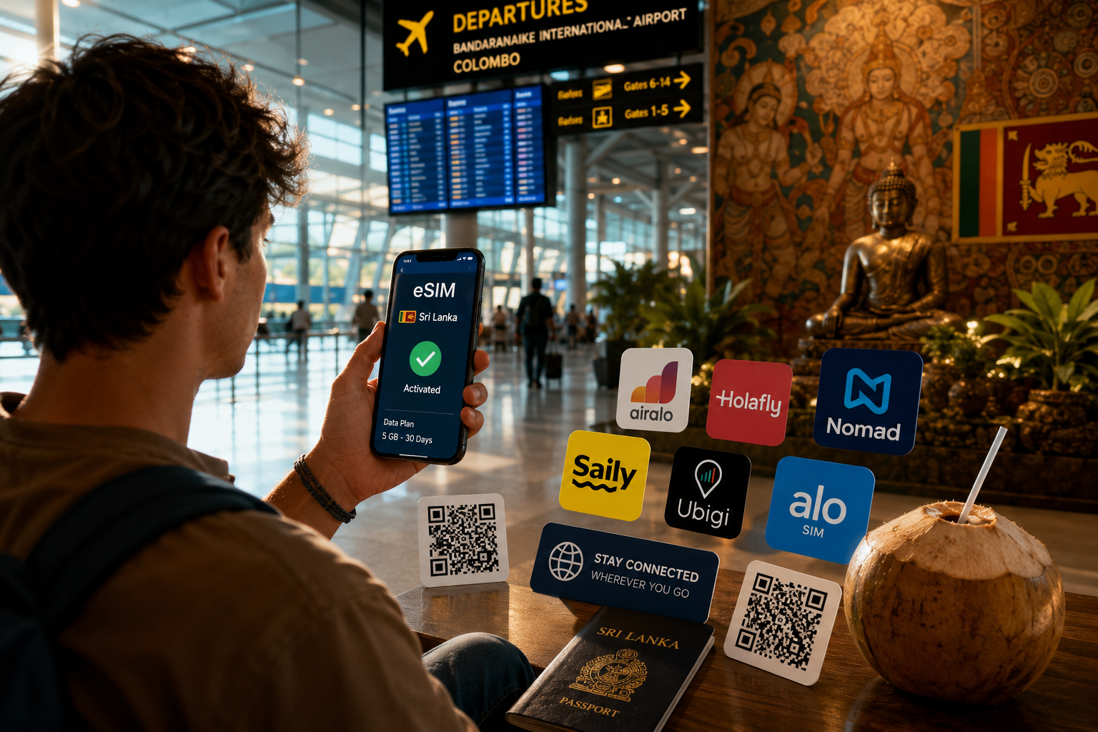 How do I activate an eSIM when I arrive in Sri Lanka